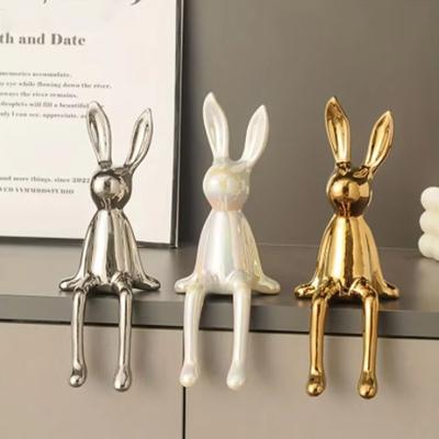 1 st Kreativ Keramisk Långörad Kaninprydnad Vardagsrum Sovrum Kontor Dekoration Hemkonst Estetik Ljus Lyxprydnad