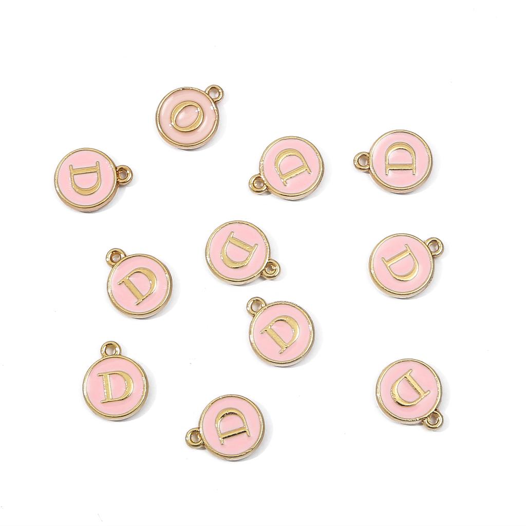 10Pcs Metal Enamel English Letters Charms Pendant For DIY Jewelry Making Necklace Bracelet Accessories