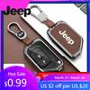 For Jeep Zinc Alloy Leather Car Flip Remote Key Case Cover For Jeep Gladiator Wrangler JT Sahara JLU JL Rubicon 2018 2019 Acc