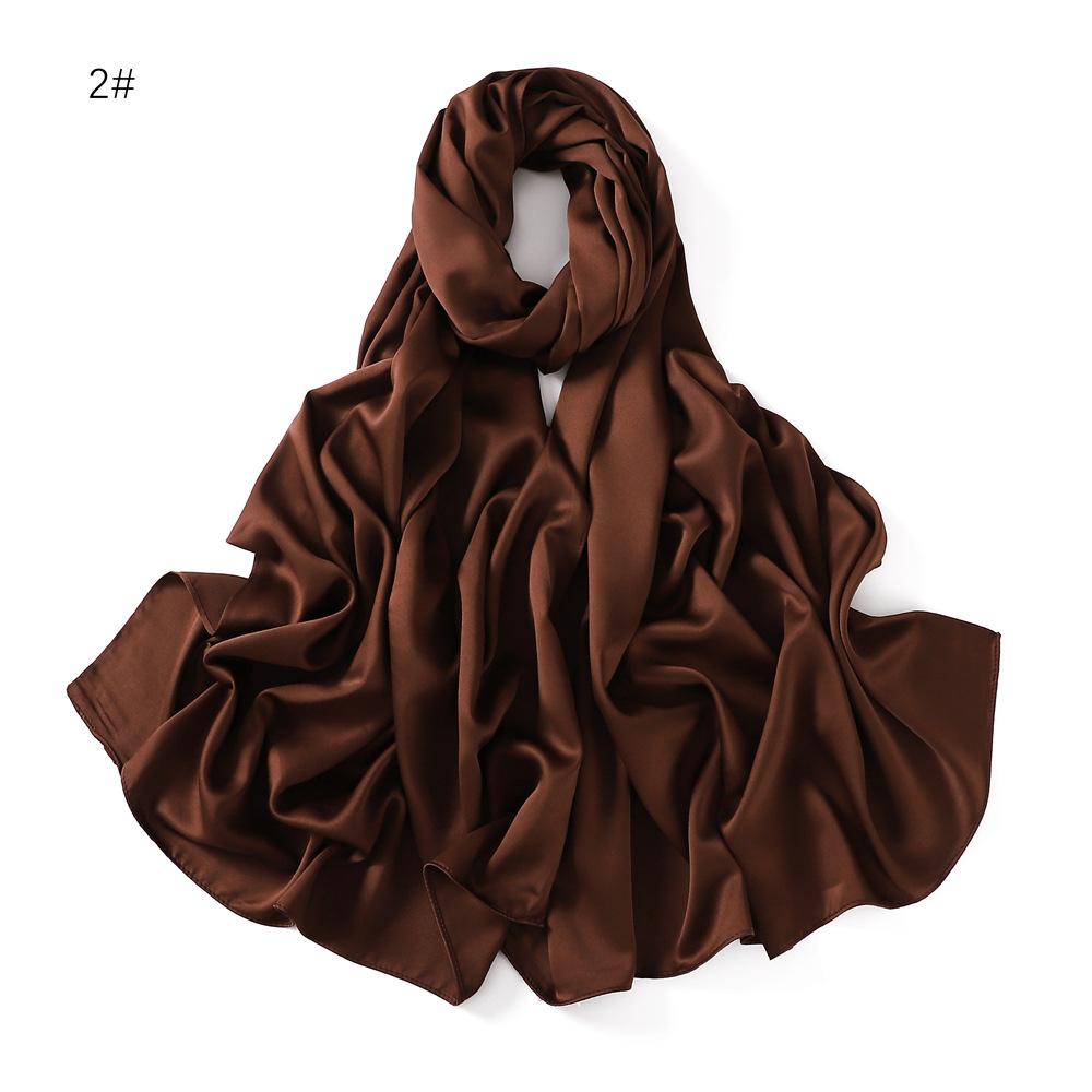 New Luxury Medine Silk Scarf For Women Muslim Plain Hijab Long Shawls Big Size Headscarf Wraps Islamic Turban Headband Bandana