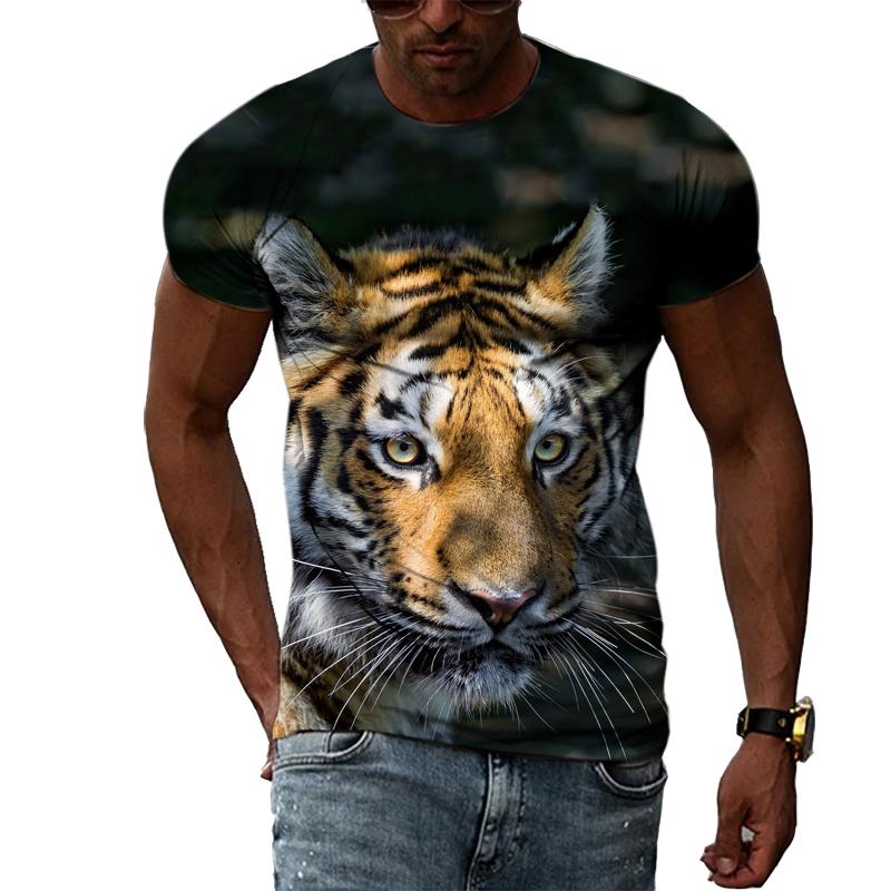 New Year Animal Tiger Graphic T Shirts For Men Summer Fashion Casual Hip Hop Harajuku Style T-shirt 3D Personality Print Tee Top