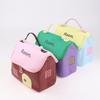 1 Pcs Dopamine Color Cute House Shape Makeup Bag Large Capacity Portable Makeup Storage Bag Cartoon Makeup Handbag