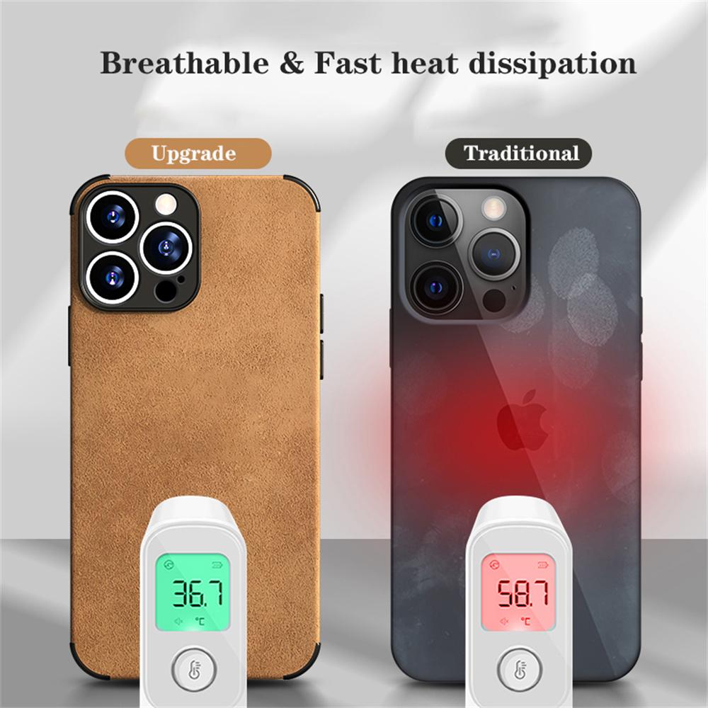 Shockproof Matte Lambskin Leather Case for iPhone 16 15 14 13 12 11 Pro X XR XS Max 7 8 Plus Soft Fabric Vintage Cover