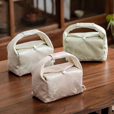 Brocade Embroidered Bamboo Tea Set Storage Bag Portable Travel Storage Bags Drinkware Teaware Chinese Traditional Tea Cozies
