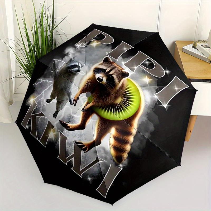 

1pc Raccoon with Kiwi Fruit Umbrella with Plastic Handle,Suitable for All Seasons Home Travel Outdoor UmbrellaM990