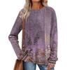 Women's Printed Lightweight Brushed-Cotton Round Neck Top