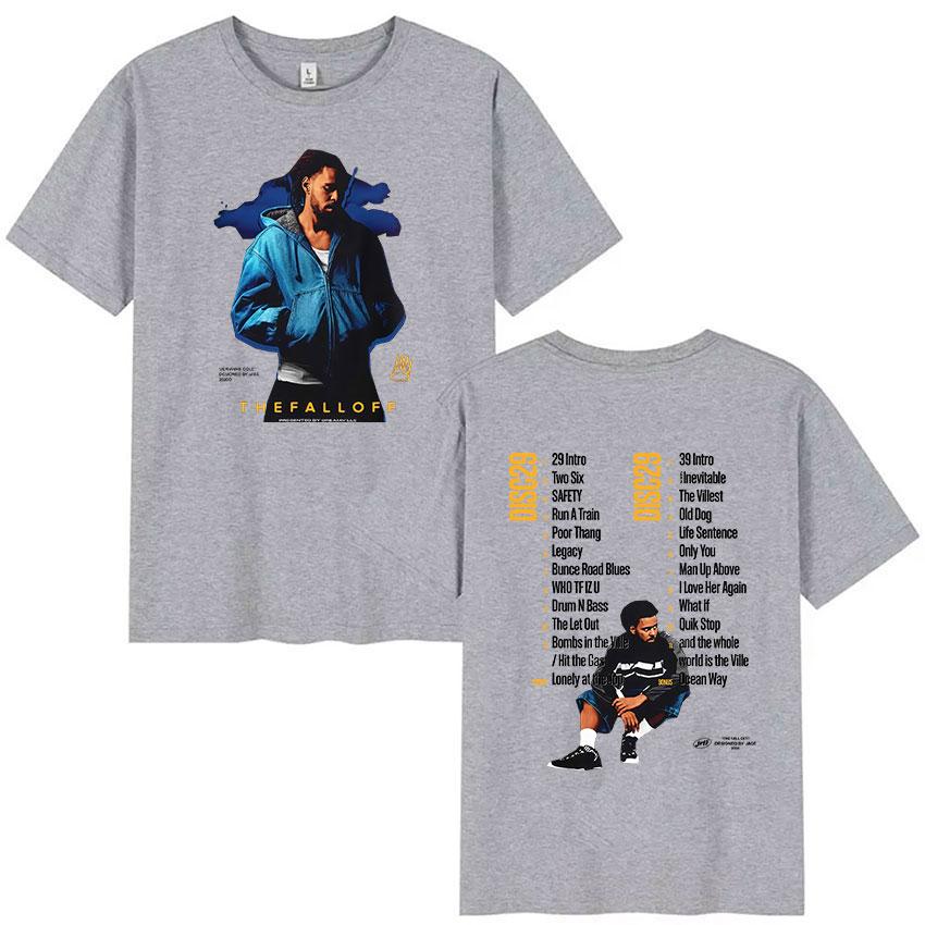 J Cole The Fall Off New Album 2026 Merch T Shirt Unisex's Vintage Oversized Cotton T-shirts Unisex Hip Hop Gothic Clothing T-shirt