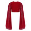 Girls Classical Dance Crop Top: V Neck Split Flared Sleeves Elegant Top for Practice Performance