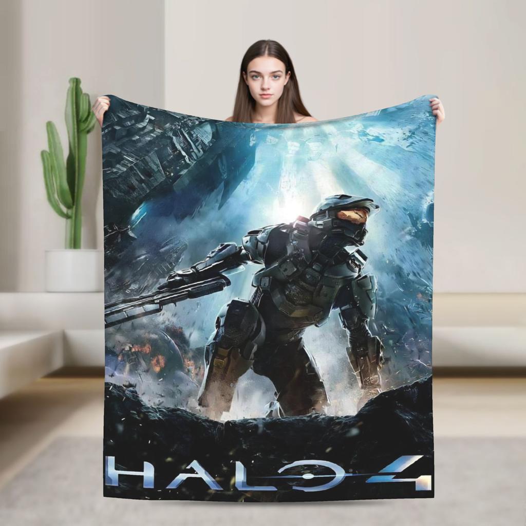 Game H-Halo I-Infinite Warm Soft Blanket Camping Plush Throw Blanket Street Trend Bedroom Flannel Bedspread Sofa Bed Cover