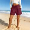 Damen Bermudashorts Mit Taschen Kordelzug Elastischer Bund Leinen-Shorts Lässige Strandurlaub Sommerkleidung