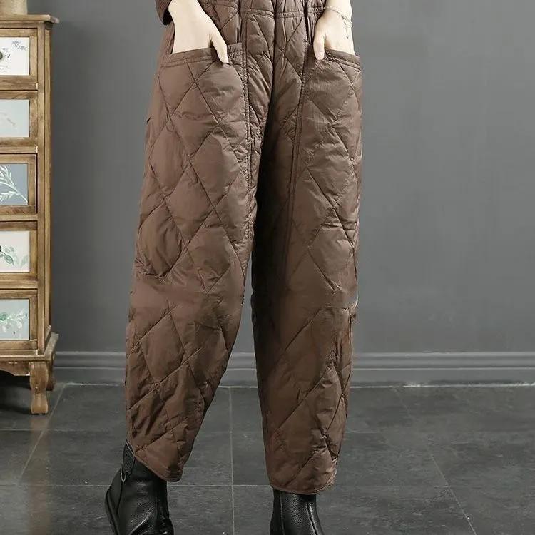 Ultra-lightweight Down Pants Women's High-end Loose Outer Wear Winter Thickened High-waist Straight Cotton Pants