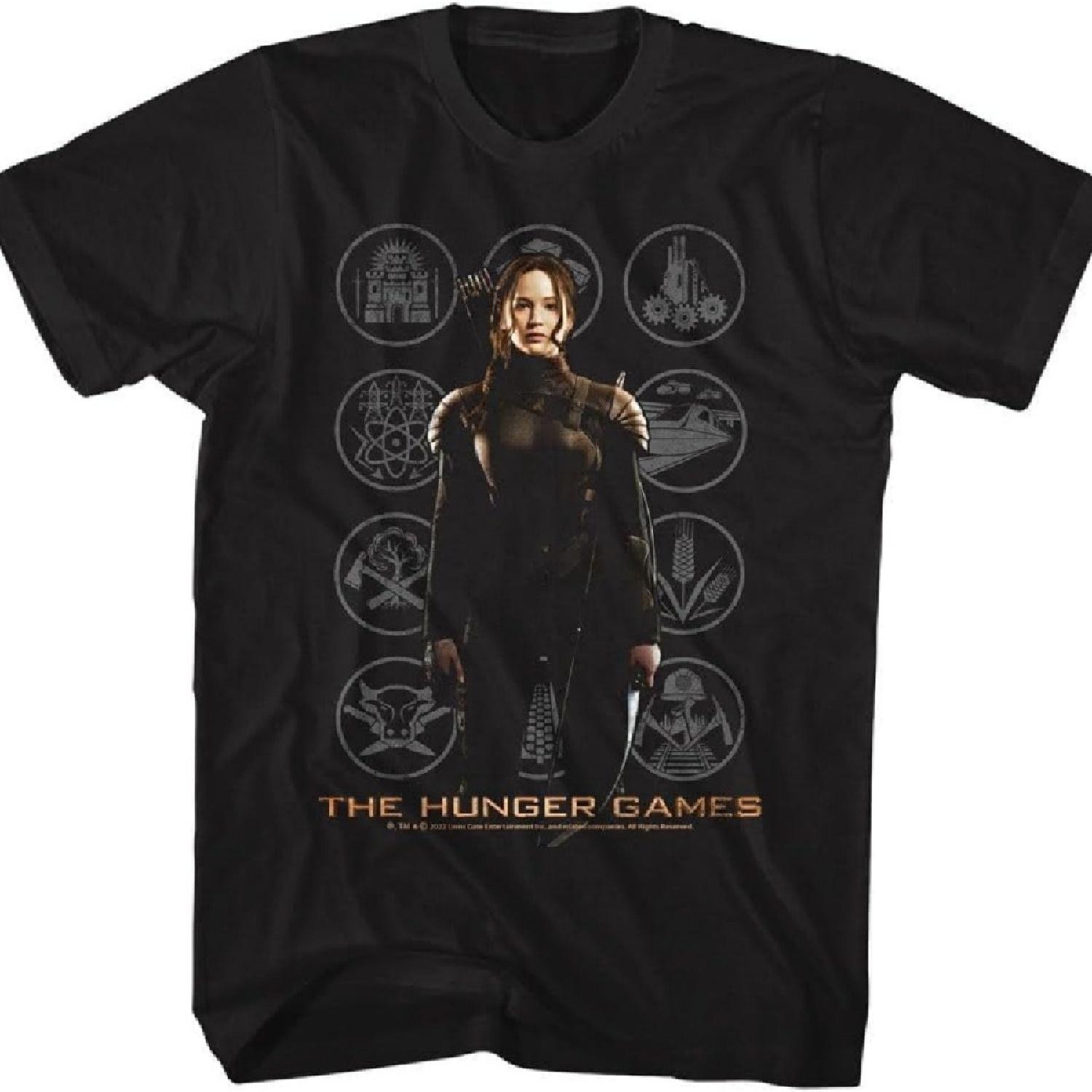 

Hunger Games - Mens Katniss with Districts Short Sleeve T-Shirt XXXXXL чорний