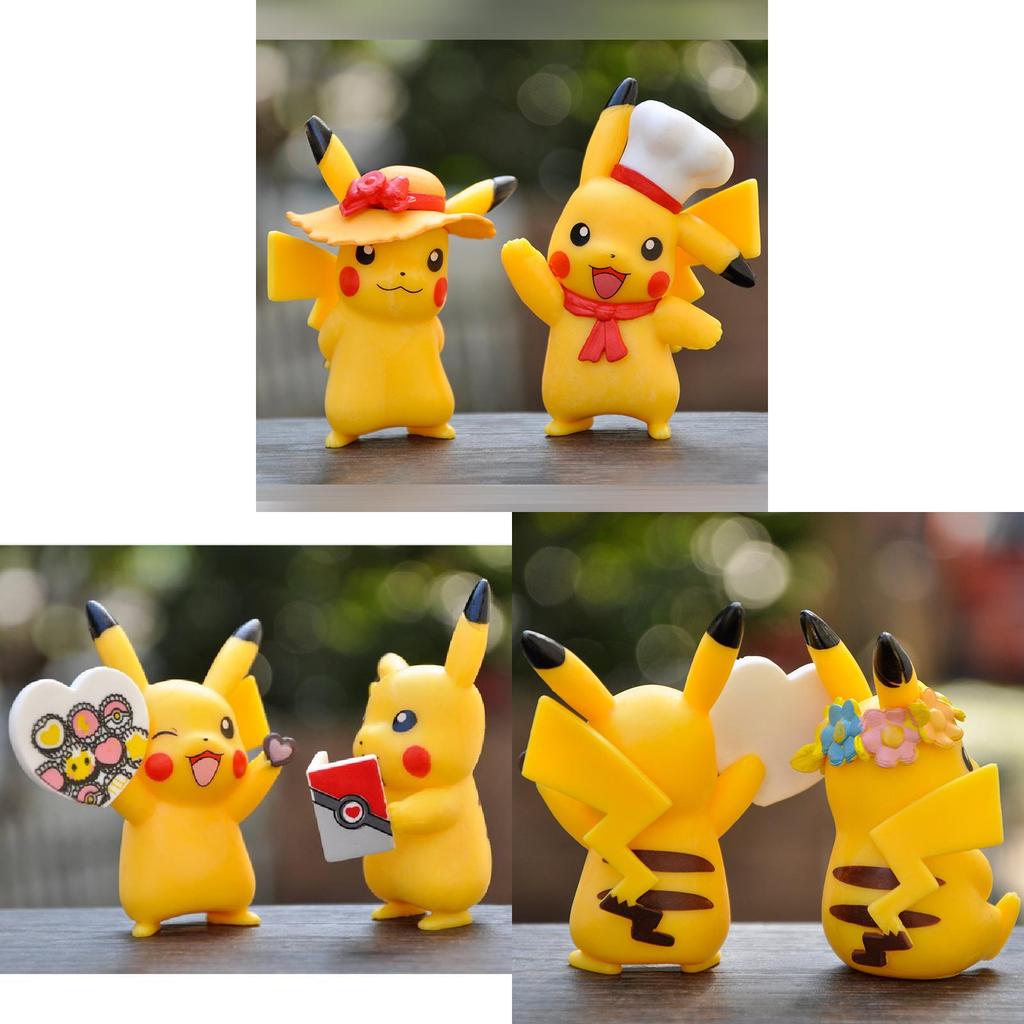 Figura de Pvc do Pokémon Pikachu Caixa Surpresa Decoração de Mesa Para Colecionadores e Fãs