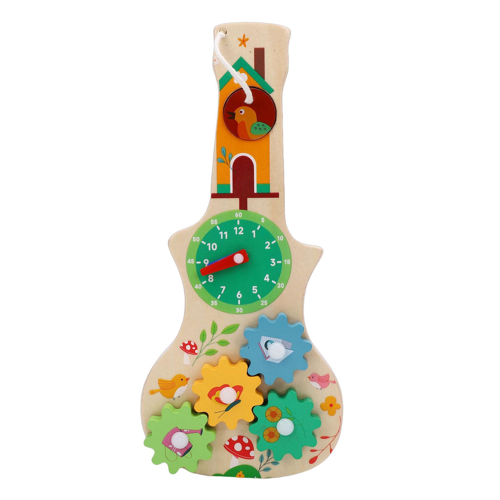 

Wooden Gear Clock Violin Toy Educational Gear Clock Sensory Activity Board Simulation Violin Toy for Over 3 Years Old