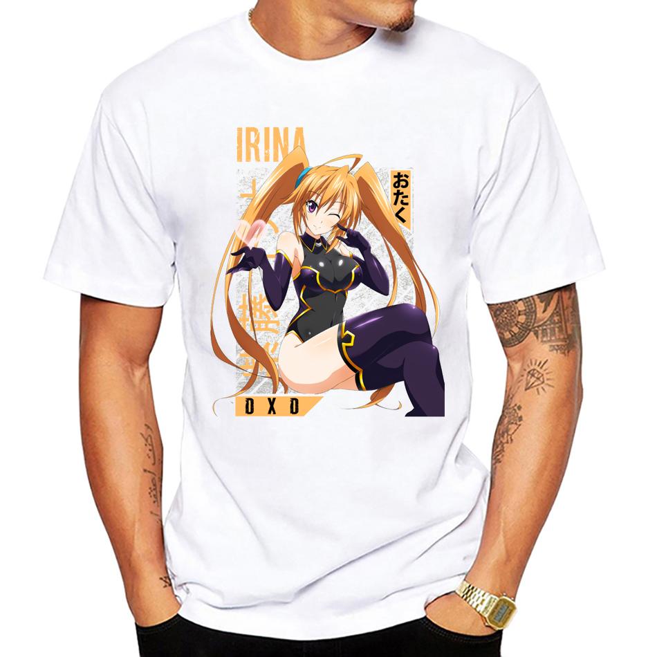 O-Neck Irina Shidou High School DxD Aesthetic Cute Waifu Girl Print White T Shirt Hip Hop Short