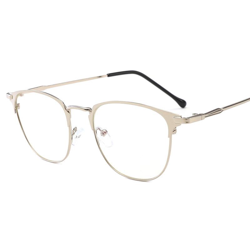 Trend Full Frame Metal Flat Mirror Square Frame Optical Glasses Personalized Retro Round Face with Myopia Glasses