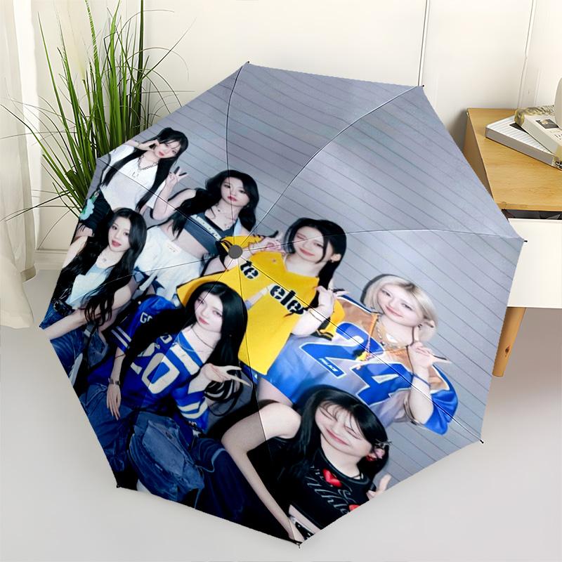 1pc Idol Umbrella Portable Folding Umbrella Iron Frame Hole Bone Structure Outdoor Home Umbrella