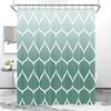 Fabric Geometric Shower Curtain, Mid-Century Modern Geometric  Herringbone Chevron Blue Black Gray Square Bathroom Decoration