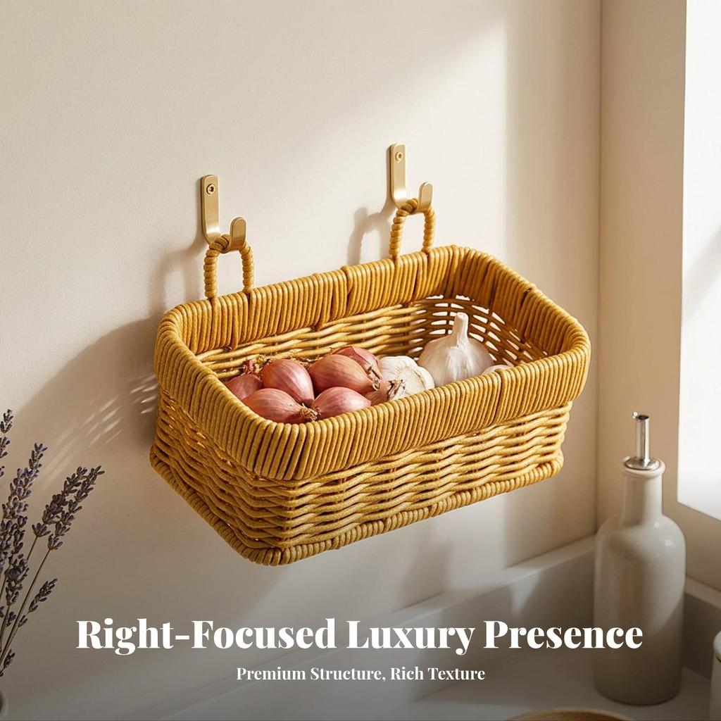 Wall Basket with Arched Handle Natural for Bathroom
