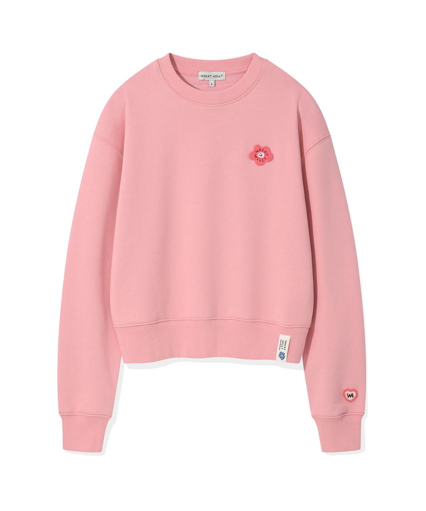 WACKY WILLY [25Fw] Women'S Lily Wappen Crop Sweatshirt Pink