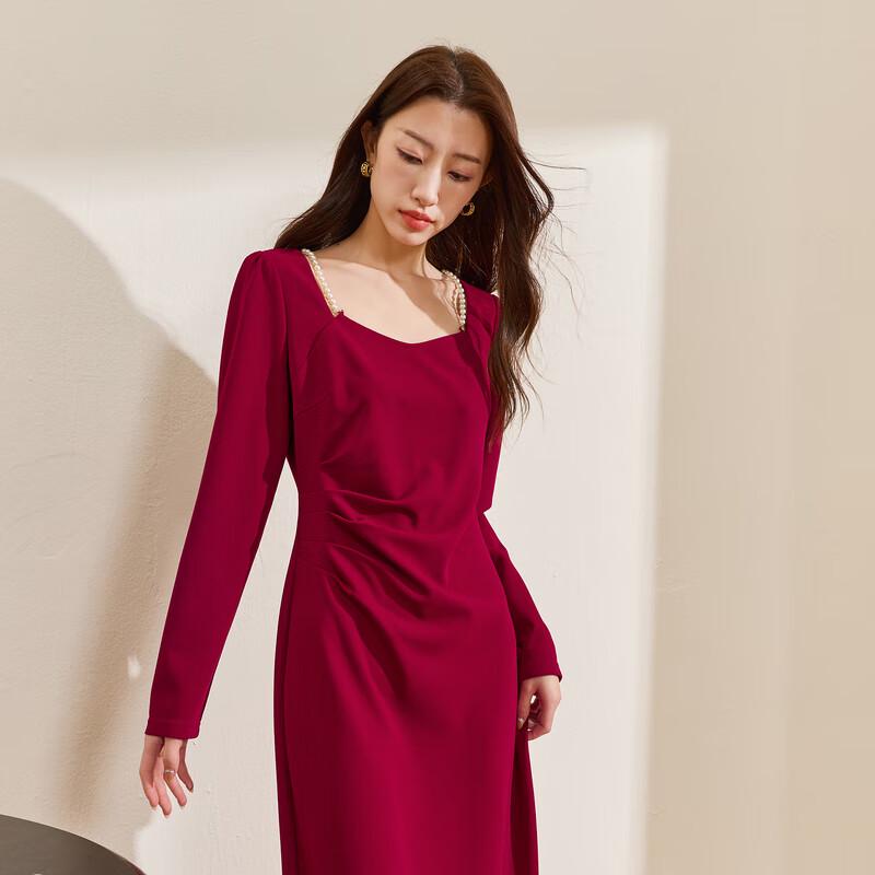 

Sancai Plus Size Pearl Chain Square Neck Long Dress L