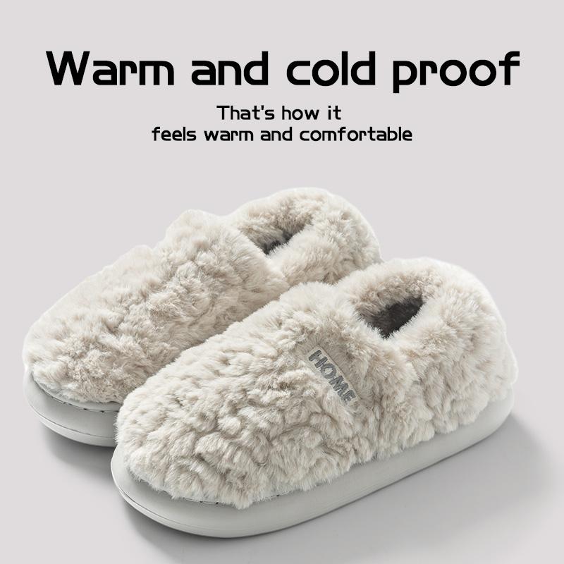 Cotton Slippers Women's Winter Bag Heel Home Warm and Non Slip Plush Cotton Shoes for Men Wearing Outside