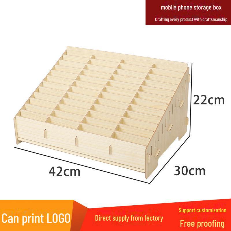 Mobile Phone Accessory Organizer: Classroom & Office Multi-Grid Storage Box with Tempered Film.