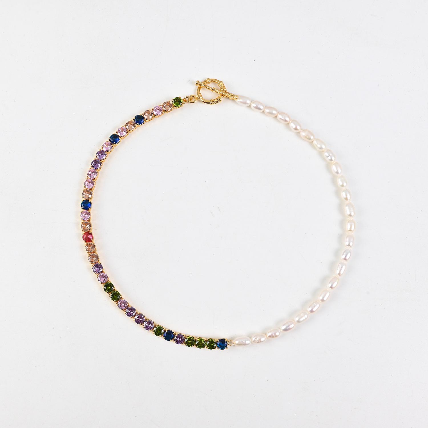 

Разноцветное циркониевое колье-ключица: Ретро литературный стиль для женщин