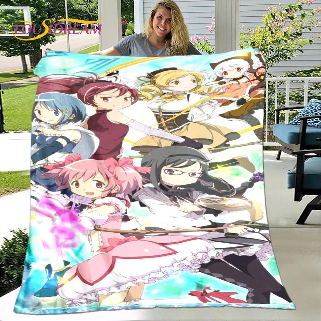 Puella magi madoka magica Kreslená měkká plyšová přikrývka, flanelová přikrývka přikrývka do obývacího pokoje Ložnice Pohovka Pohovka Piknikový povlak