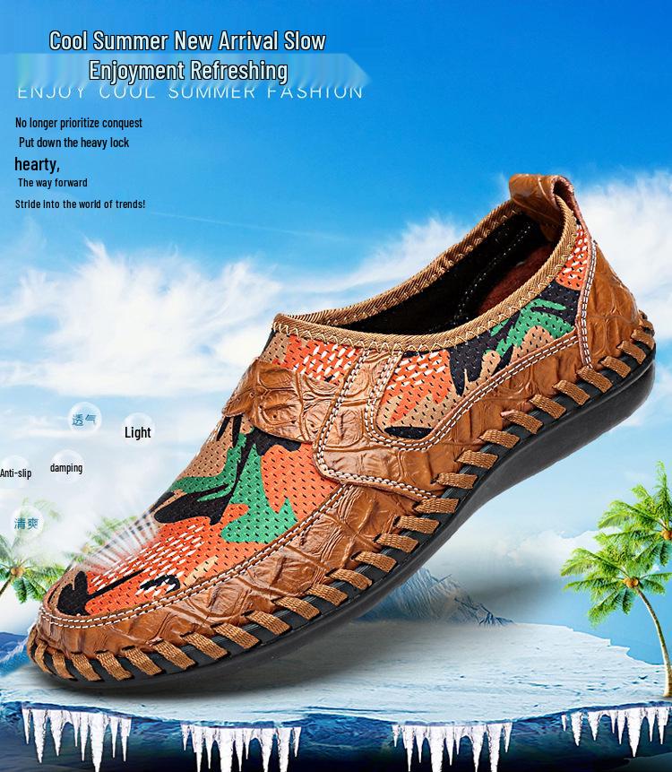 Men's Extra Large Summer Loafers - Breathable Mesh, Handmade, Trendy Casual Shoes (Sizes 45-46)
