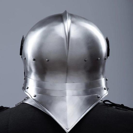 Medieval Gothic Knight Close Handmade Polished Steel Visored Armor Helmet