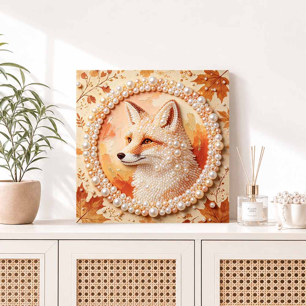 Pearl painting kit DIY fox animal artwork. home or office wall decoration