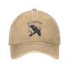 Vintage Schwarzer Krähe F-Caw-F Lustiger Vogel Baseballkappe Unisex Abgenutzt Gewaschen Kopfbedeckung Mond Gothic Humor Outdoor Verstellbare Hüte