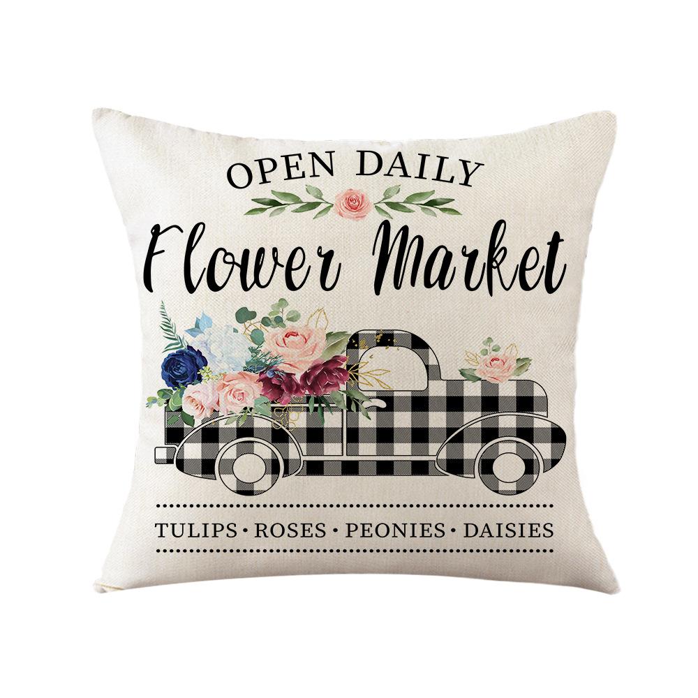 Thick Linen Printed Fabric Pillowcase Large Cushion Sofa Office Bedside Pillowcase Lumbar Pillow Car Backrest