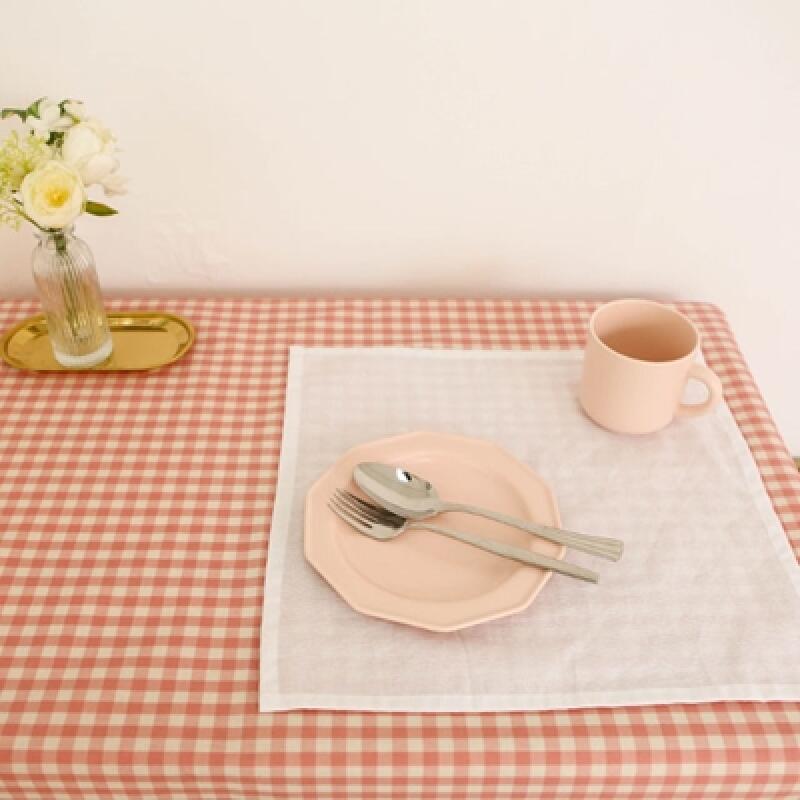 Melancheck Peach Pink Waterproof Tablecloth