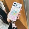 Matching Hello Kitty Charm Wrist Strap Print Phone Case For iPhone 15 16 17 Pro Max INS Cute Sweet Style Large Window Shockproof