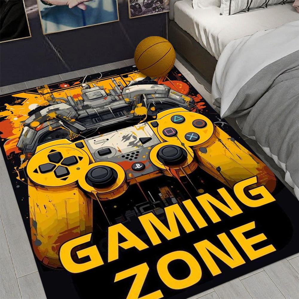 Gaming-Teppich für Jungenzimmer, Gamer-Teppich mit Controller-Design, Teppich für Spielzimmer, Schlafzimmer-Dekor, rutschfeste, maschinenwaschbare Matte