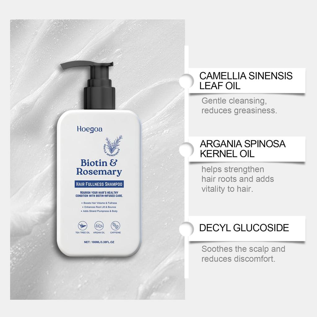 Shampoing au romarin et à la biotine Hoegoa: Nettoie délicatement le cuir chevelu, le rendant lisse comme de la soie et revitalisant les cheveux.