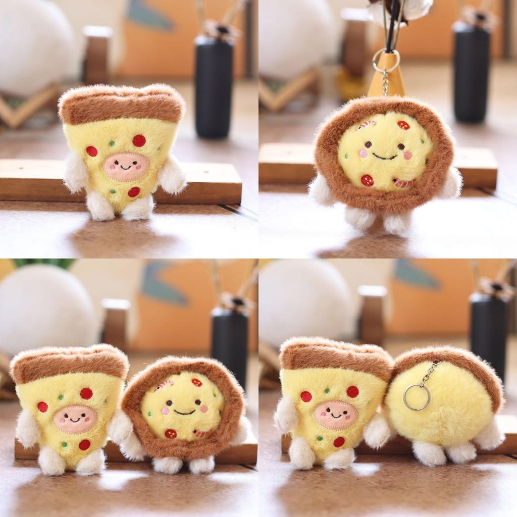 Pizza Cartoon Cute Sandwich With Smiling Expression Plush Toy Keychain Pendant