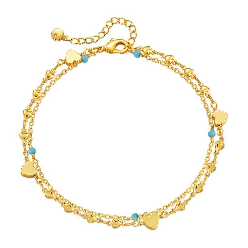 Women Gold Evil Eye Geometric Anklet Foot Jewelry
