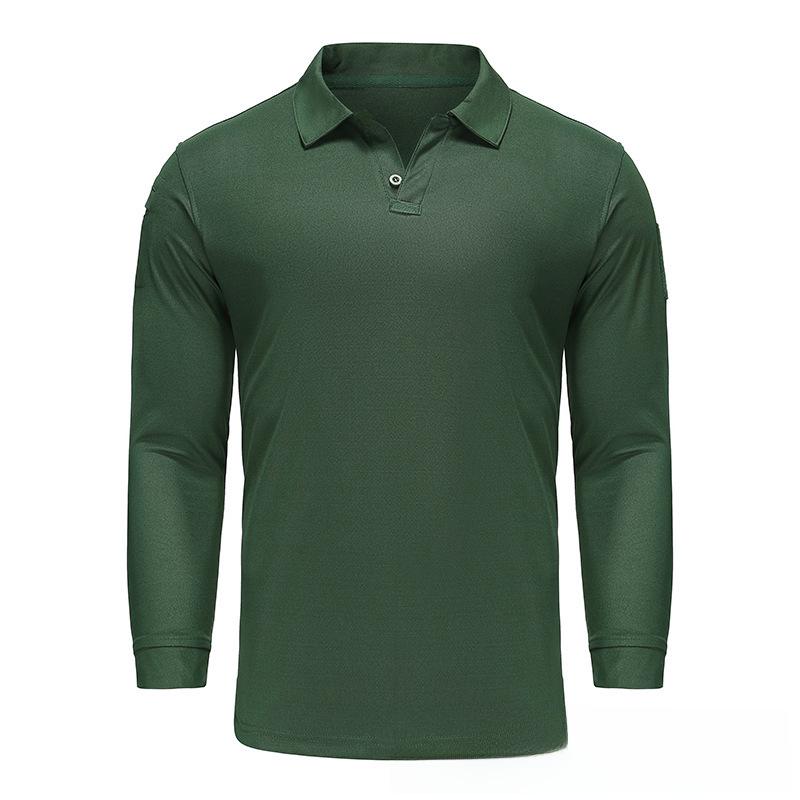 Tactical Long-Sleeve Lapel T-Shirt: Quick-Drying, Elastic, for Physical Training