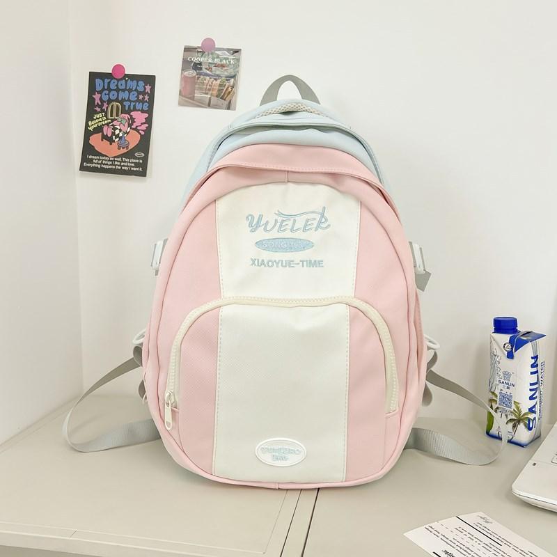 High value, fresh and sweet, contrasting color splicing backpack, lightweight travel backpack for junior high school students