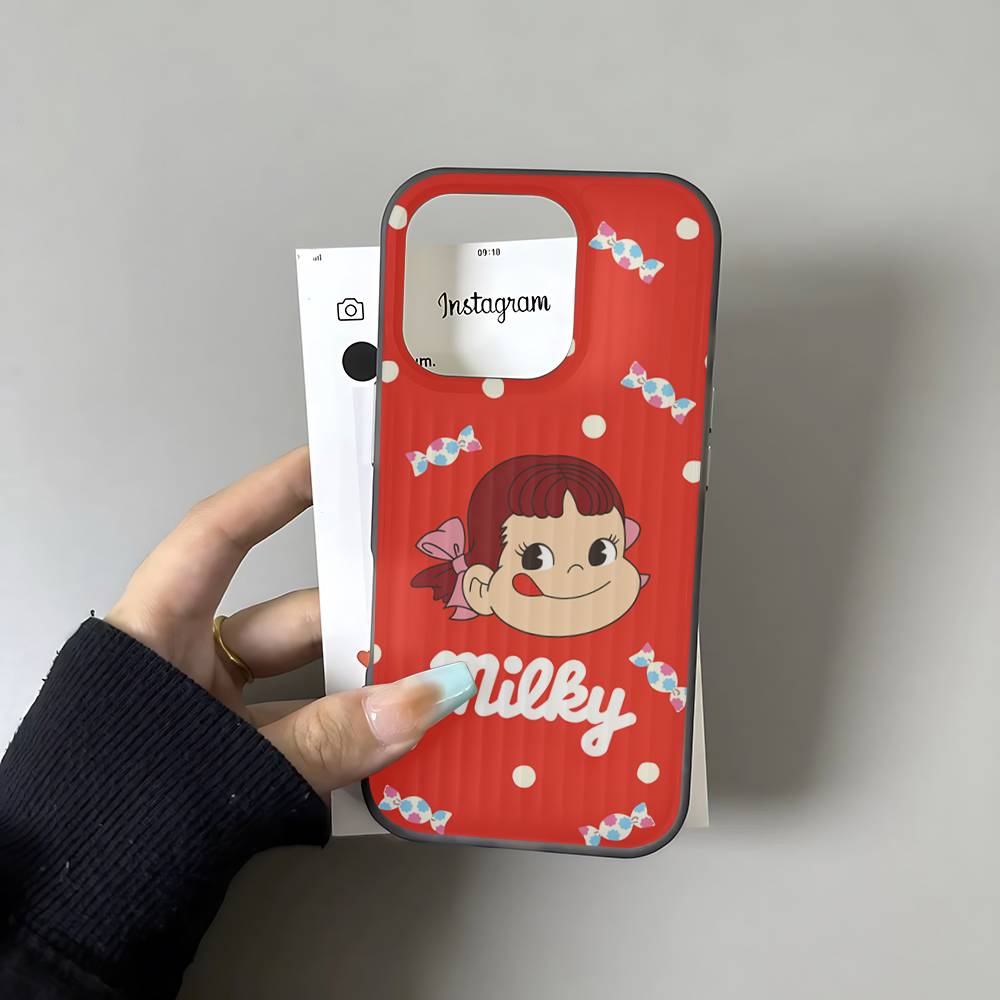 Fujiya Milky Peko Chan For IPhone 16 15 14 13 12 11 17 Pro Max Plus Wave Corrugated Phone Case Anti Drop Cover
