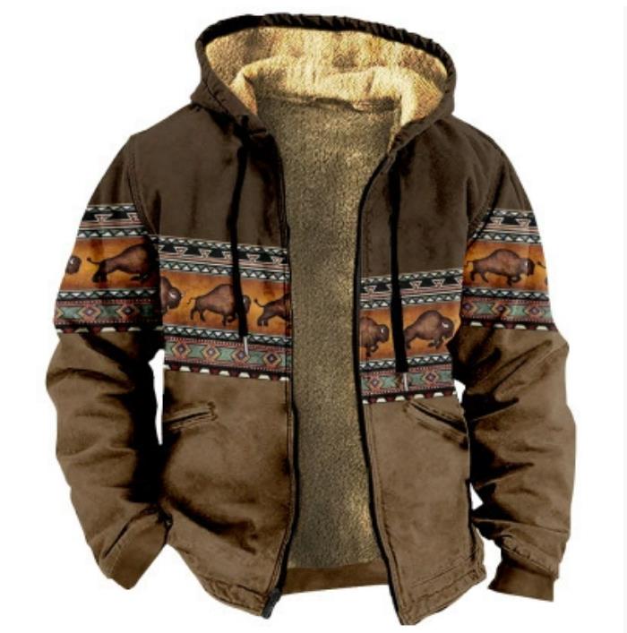 Autumn/Winter Retro Arctic Velvet Hooded Men's Sweatshirt
