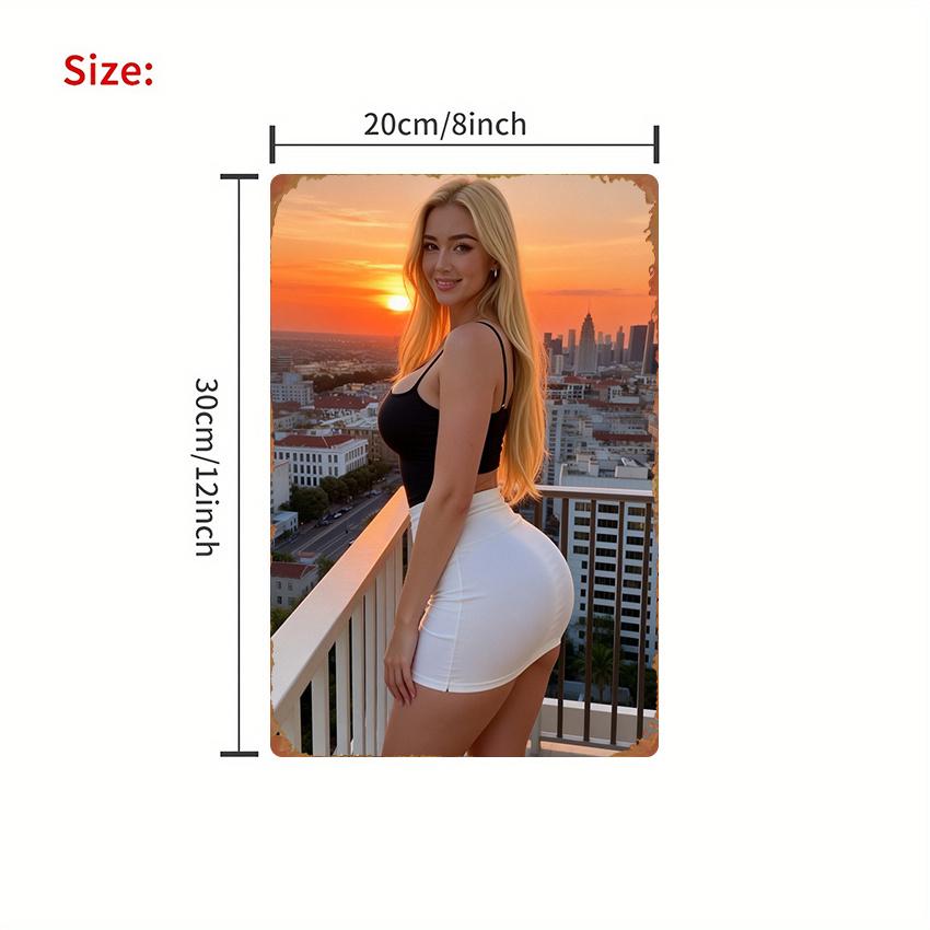 MUSCAN City Skyline Metal Sign Xin Sunset Silhouette Wall Art for Farmhouse Kitchen Decor Holiday Party Home Room Decoration