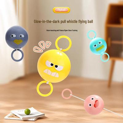 Flashing Whistle Gyro Ball: Hand-Eye Coordination Toy with Pull String, Light-Up Candy Colors, Nostalgic Fun