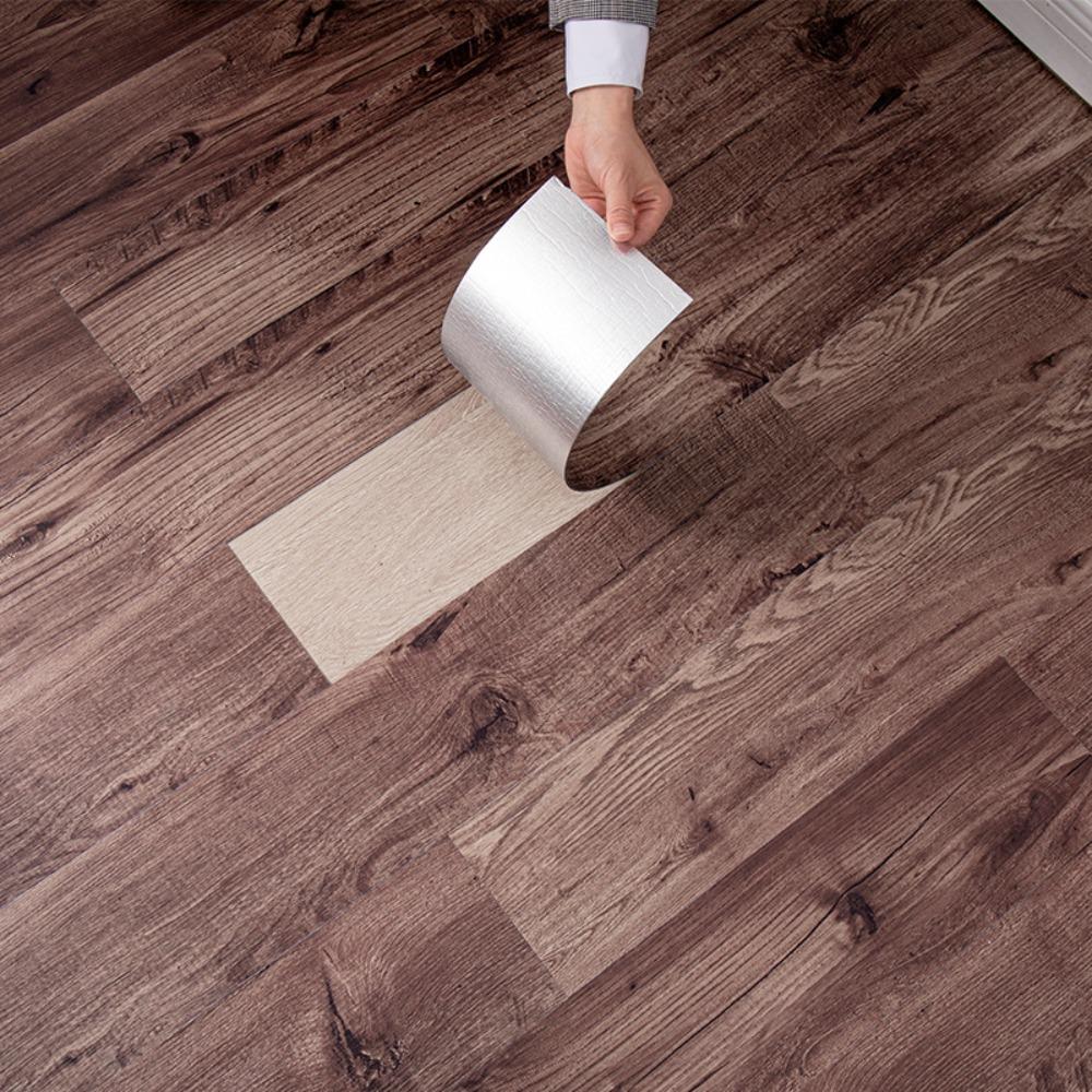 16pcs/set Wood Grain Floor Sticker Self-adhesive Imitation Wall Tiles Bedroom Decoration