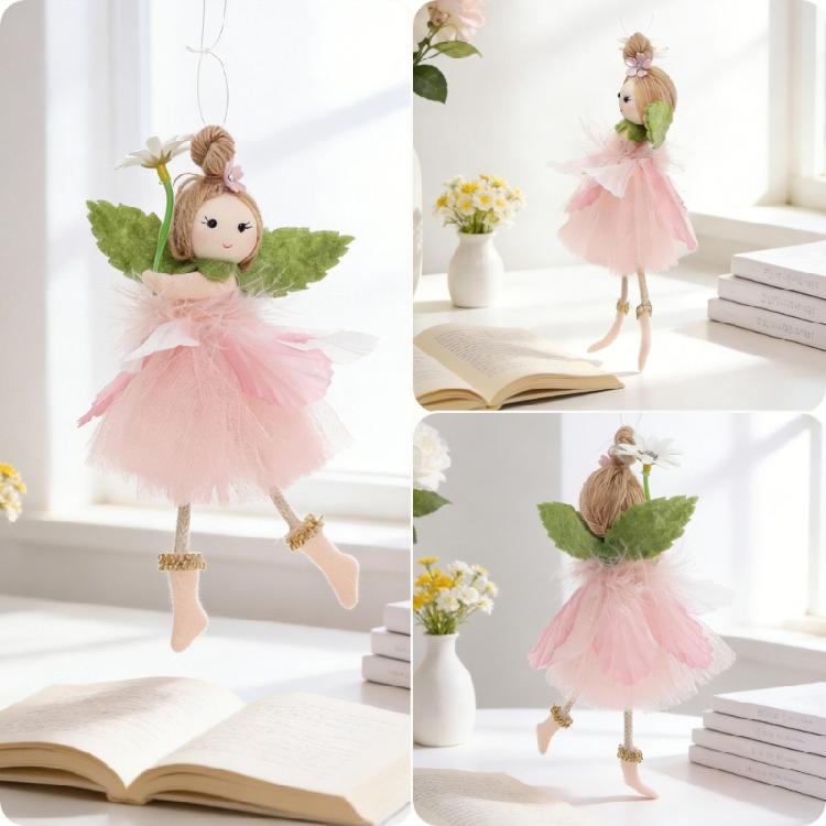 4Pcs Skirted Angel Girl Figure Pendant Hanging Ornaments for Wedding Baby Showers Birthday Parties Kid Rooms Decoration