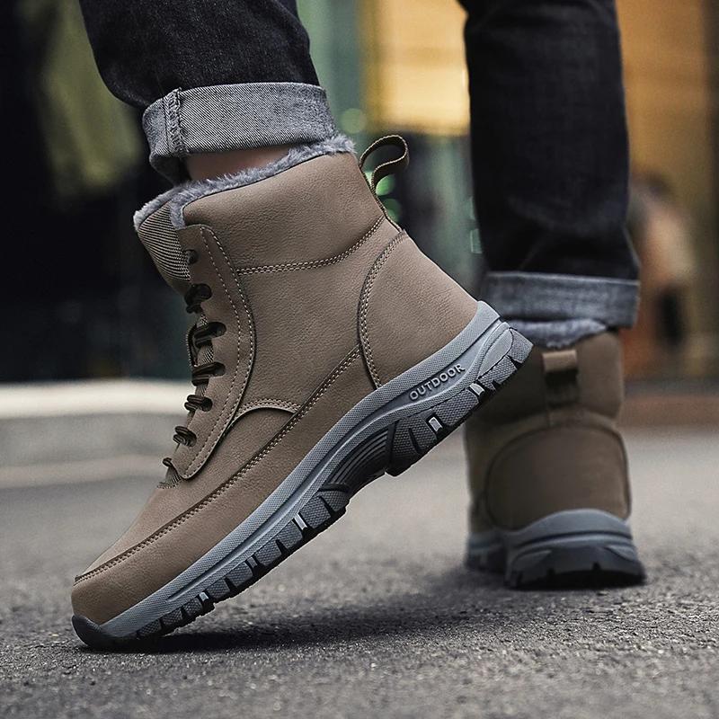 Men Boots 2024 New Winter Slippers Warm Men Shoes Waterproof Non-Slip Plush Sneakers Male Tenis Shoes Boots Men Sneakers Winter