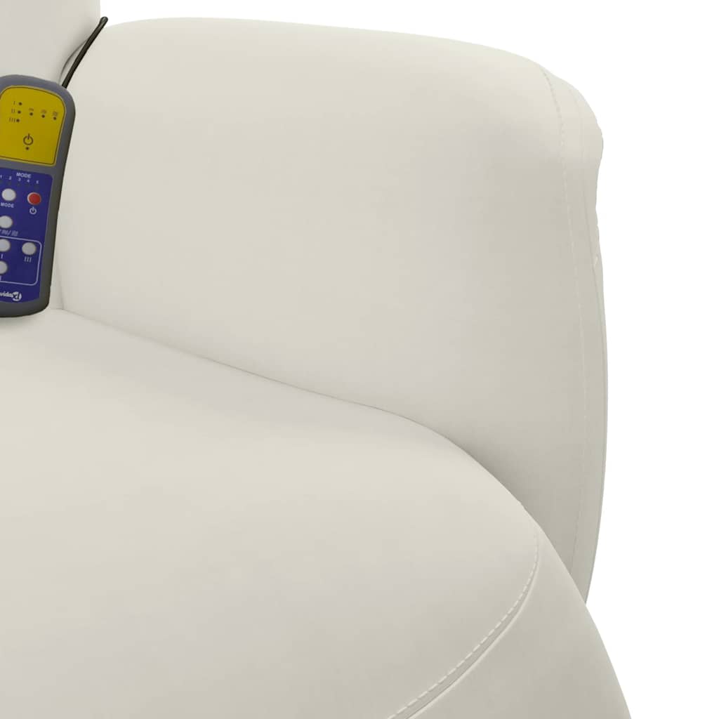 Massage Chair with Footrest Cream Velvet